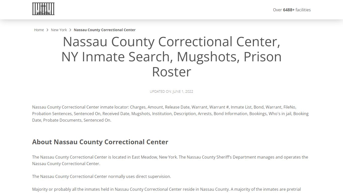 Nassau County Correctional Center, NY Inmate Search ...