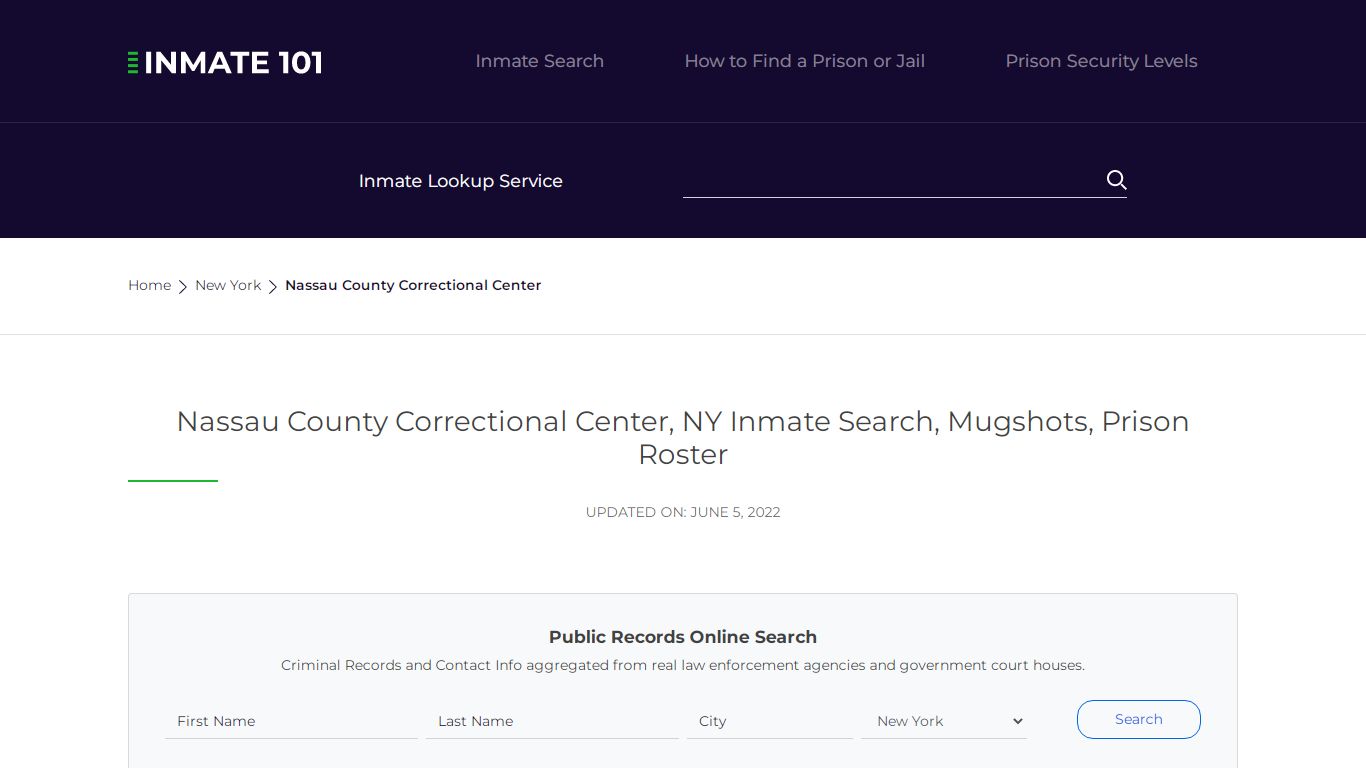 Nassau County Correctional Center, NY Inmate Search ...